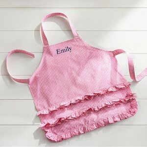 Pottery Barn Kids Pink Ruffle Gingham Apron